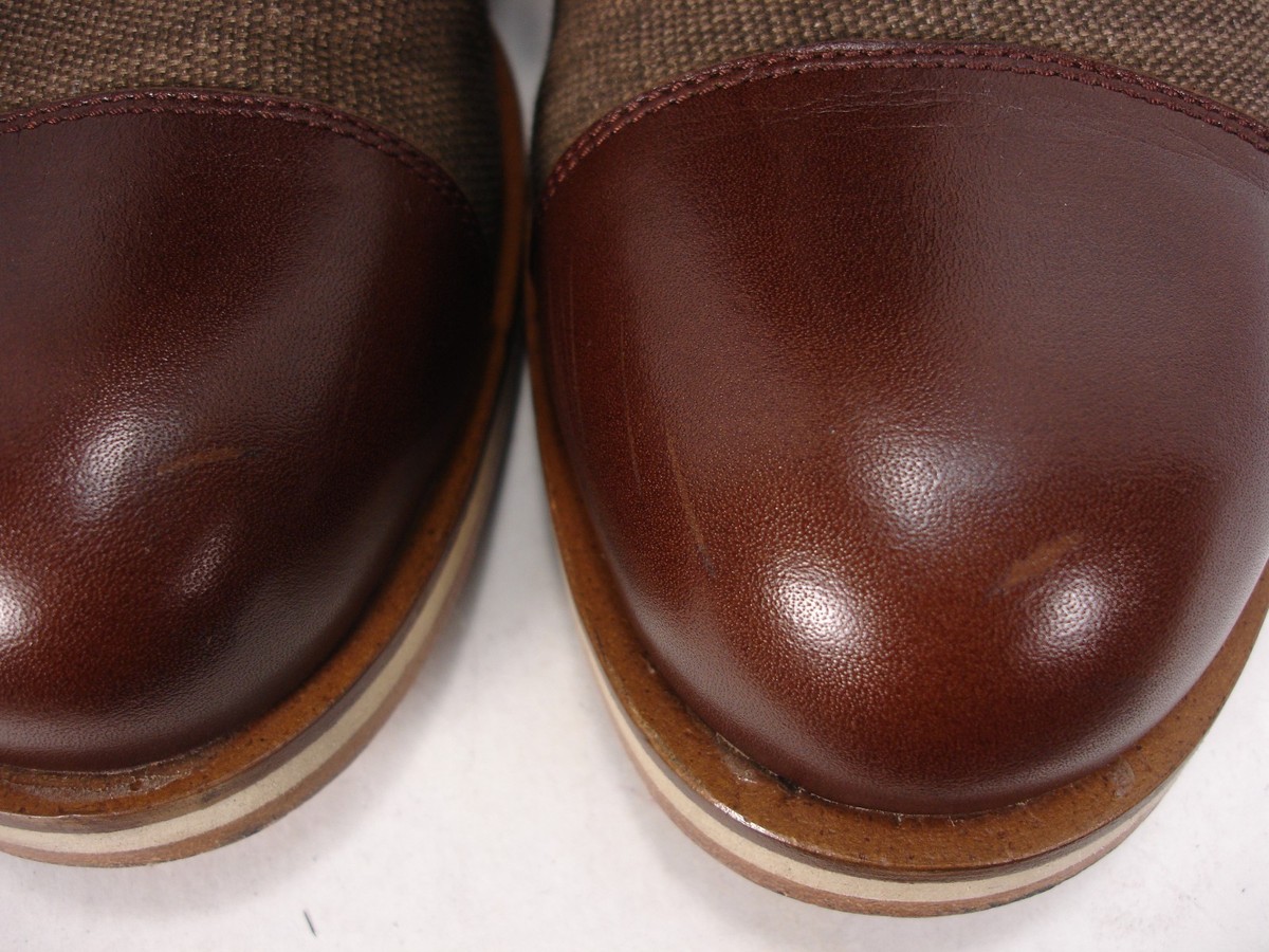 HELM 2843 BROWN LEATHER CANVAS HANDMADE LACE FRONT CAP TOE  display picture 1
