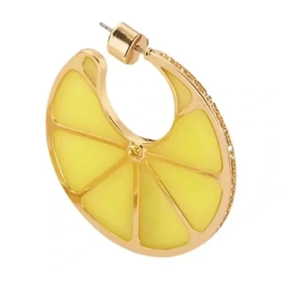 KATE SPADE Tutti Fruity Lemon Slices Hoop Earrings. Retail $80 - Image 3 of 4
