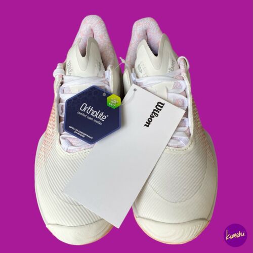 Wilson Scarpe da Tennis Donna Kaos Swift 1.5, Bianco/Tropical Peach UK4.5/EU 37 1/3 - Foto 3 di 6