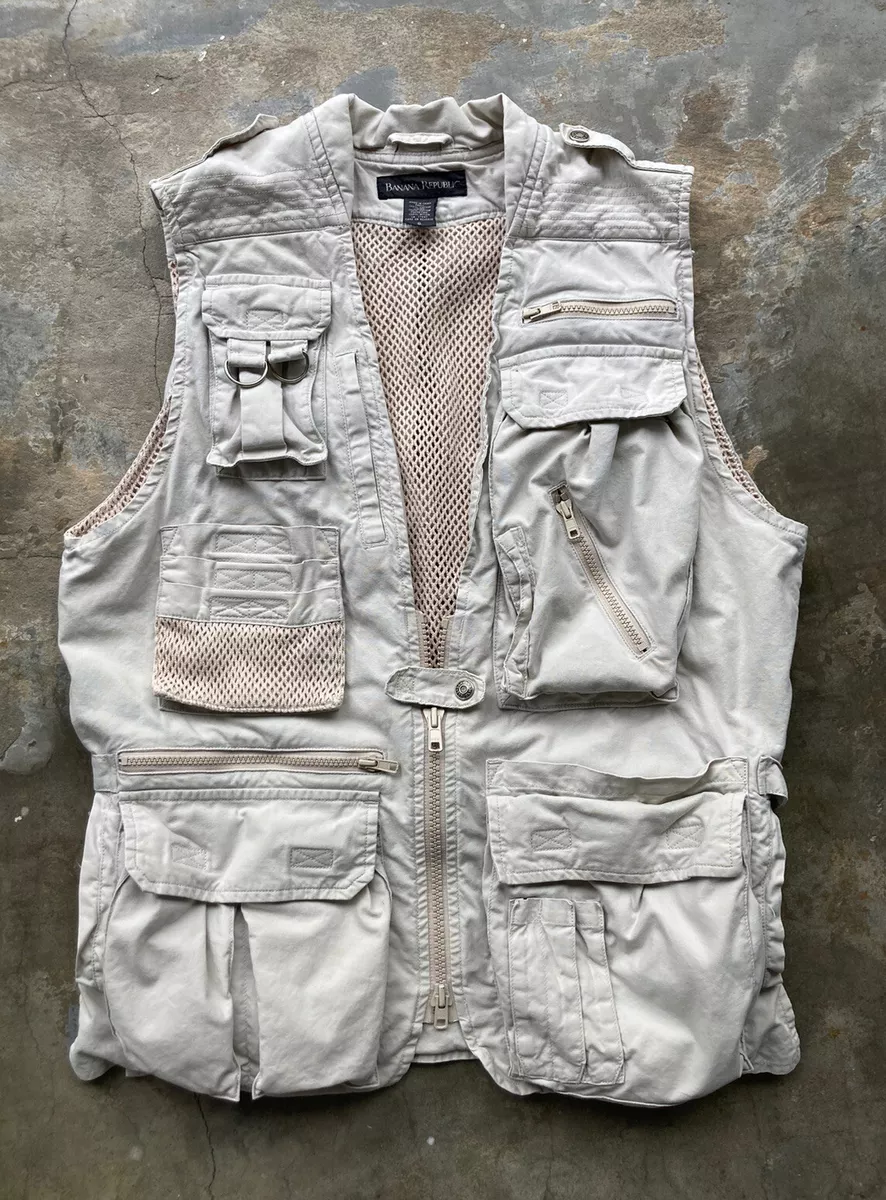 Vintage Banana Republic Vest Mens Small Utility Safari Field