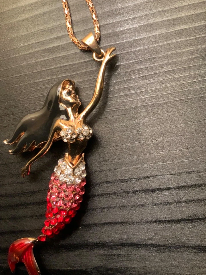 Betsey Johnson Red with Red Tail Mermaid Necklace  - Image 4 of 4