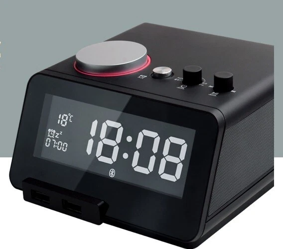 Reloj Digital Homtime con Radio FM, Carga Inalámbrica y Altavoz Bluetooth HC12 Foto 2 de 2