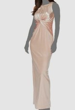 $199 Adrianna Papell Women Pink Velvet Twist Front Sleeveless Slit Dress Size 8