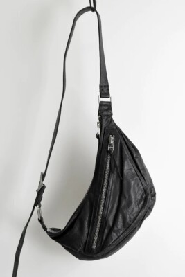 KMRii Double Shoulder Bag Black Goat Skin Cow Leather 1901 KMRii Double Shoulder Bag Black Goat Skin Cow Leather 1901
