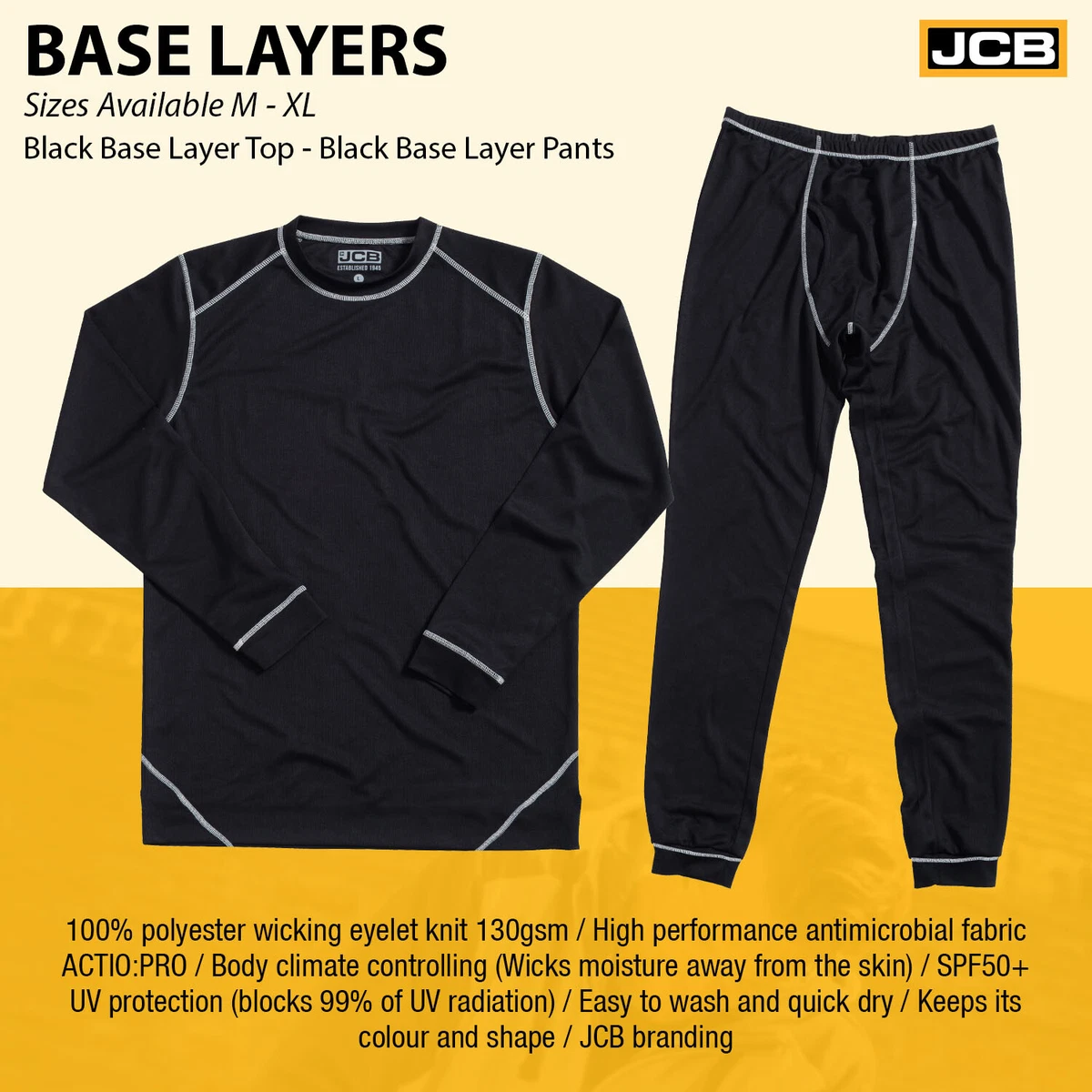 JCB Original Thermal Underwear Undersuit base layer bodysuit Top Pants Work  Wear