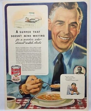 1943 Campbells Vegetable Soup Campbell Kids Vintage Print Ad Man Cave Art Deco