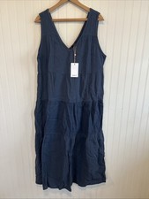 NWT Quince Organic Cotton Gauze Sleeveless Tiered Maxi Dress L Indigo Blue