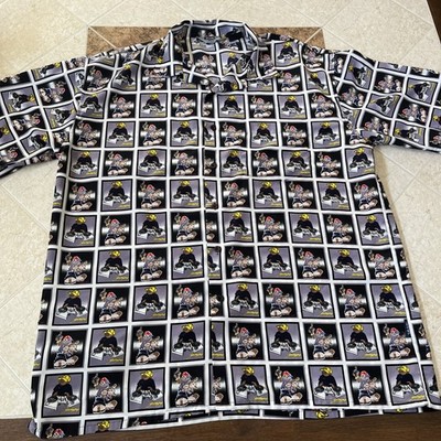 Vintage Blue Boy Shirt Mens XL Short Sleeve Gray DJ Rapper Hip Hop Y2K