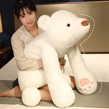 Giant Weighted Bear Stuffed Animals, 40" White Bear Plush Throw Pillow Super