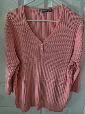 Croft & Barrow Light Weight Sweater Size 2X P2P 23 LENGTH 26 Henley Vneck 