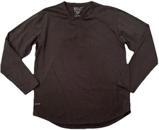 BYLT Shirt Olive Green Brown Drop Cut Long Sleeve Henley BYLT Blend Casual XL