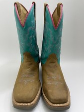 Roper Youth Girl's Turquoise brown 'Twisty' Cowboy Boots Size 5