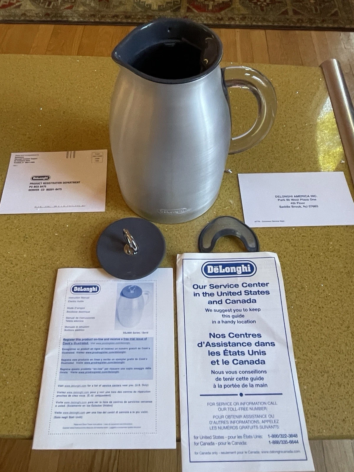 De Longhi Electric Kettle DSJ900 With Lid,filter,Without Power Base And Cord New