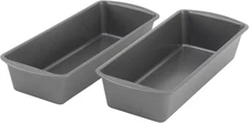 Set of 2 Extra Large 13" X 5" Nonstick Steel Bread Loaf Pans, Gray - Set of Two