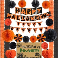 Reusable Halloween Decorations Indoor Paper Halloween Party Banner Garland