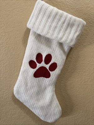 Target Wondershop White Knit Paw Print Monogrammed Christmas Stocking 20''for Dog