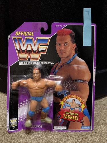 WWF TATANKA FIGURE HASBRO RARE PURPLE CARD VERSION...
