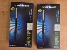 24 count Uni-ball Roller Ball Point Pens * Green Ink Micro Point 2x 12 * NEW