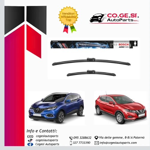 HQ Automotive Spazzola tergicristallo per Renault Kadjar (dal 2017 in poi), set anteriore AD81-621