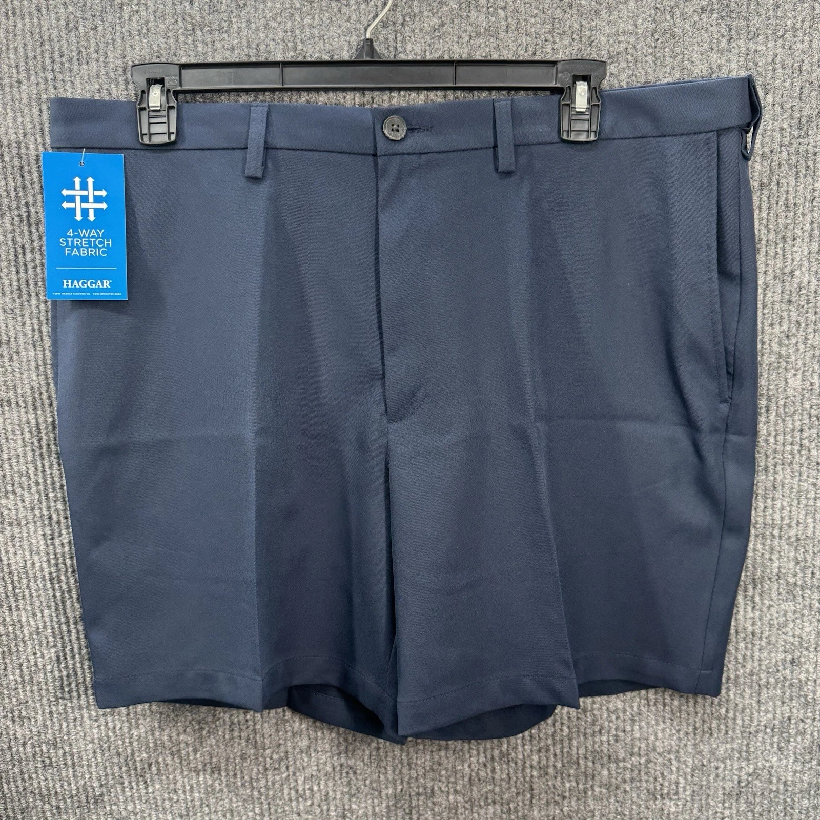 Haggar Cool 18 Pro Shorts Mens 40W Blue Flat Front Quick Dry Expandable Waist 7”
