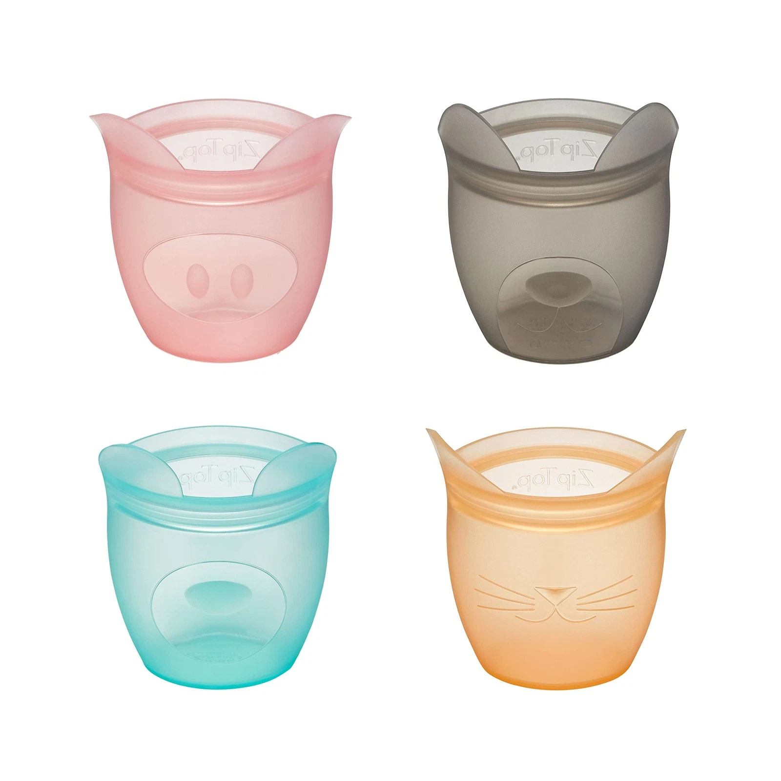 Zip Top Silicone Baby Snack Containers Set of 4 Food Storage Made in USA