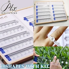 CZ Gemstone Comparison Carat Tools 10 Shapes Ring Size Jewelry Test Kit Zirconia