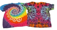 2 Tie Dye Shirts Size L Liquid Blue Peace Sign grateful dead phish hippie moe
