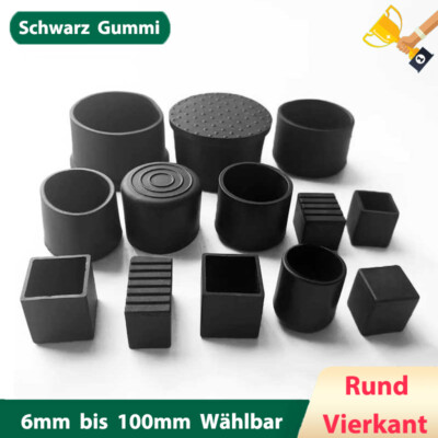 Gummi Fusskappen Stuhlbeinkappen Schutzkappen Rund/Vierkant Rohrkappen Möbelfüße