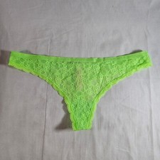 Victoria's Secret Thong Large Green Floral Sheer Lace