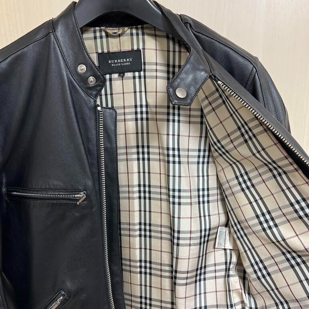 BURBERRY BLACK LABEL Riders leather jacket sheep hide size: M