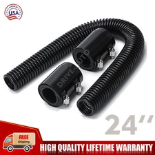 24" Flexible Upper / Lower Radiator Hose & Stainless Steel w/ Chrome Caps V8 Kit