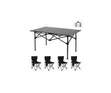 5-PC Camping Folding Chair and Table Set,Portable Picnic Table with chairs