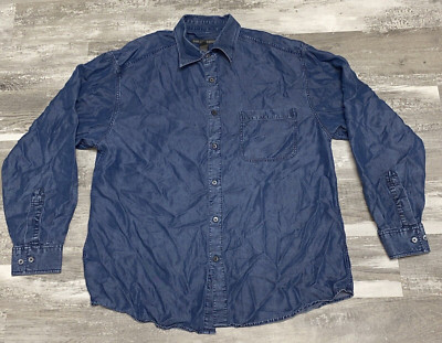 SAKS FIFTH AVENUE BLUE LONG SLEEVE BUTTON DOWN SHIRT MENS SIZE LARGE