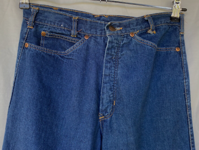 VTG 70s..HIGH RISE WAIST..HIPPIE..WIDE LEG..DENIM..JEANS..STICKY
