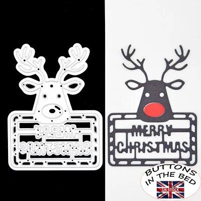 A 'Merry Christmas' Reindeer Metal Cutting Die, Card making, Scrapbooking, E2