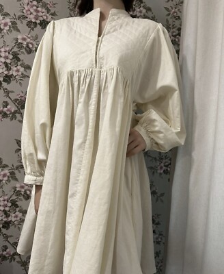 Closed Liara Dress Women s Quilted Puff Sleeves A-line Cotton Linen Beige M