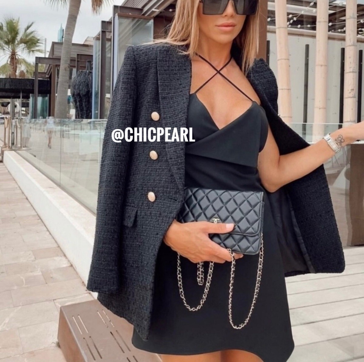 ZARA NEW WOMAN TEXTURED BLAZER WITH BUTTON JACKET BLACK Small Tweed Gold