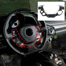 Real Carbon Fiber Steering Wheel Button Frame Trim For Ferrari 458 2011-2016