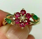 2.20Ct Marquise Lab-Created Emerald Flower Wedding Ring 14k Yellow Gold Plated