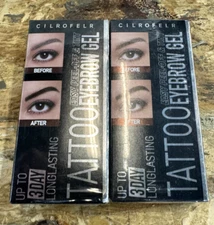 2 PACK !! CILROFELR Easy Peel Off And & Tint Tattoo Eyebrow Gel  (Warm Brown)