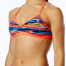 TYR DuraFast One BONZAI CrossCut Tieback Swim Top - Black Multi - Size XS 0/2