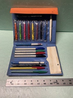 1974 BIC Pen Advertising Pens Salesman Sample Case Lot Point Of Sale Customer