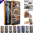 For iPhone 17 16 Pro Max MagSafe Magnetic Shockproof Phone Stand Ring Case Cover
