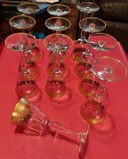Set of 11 Vintage Tiffin Franciscan Rambler Rose Claret Wine Glasses