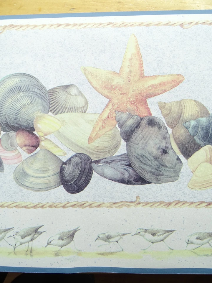 Двойной рулон синие морские песочницы морские раковины веревка бастин 9 дюймов кайма для обоев - Изображение 4 из 4