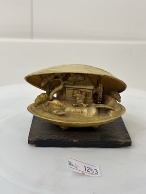 50er Jahre Zelluloid Muschelschale Wasserrad bewegt Anabori Netsuke. Dragons Japanisch