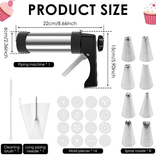 Stainless Steel Cookie Press for Baking Multipurpose Cookie Press Kit beGTH - Picture 3 of 11