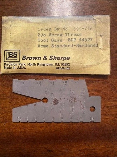 Brown & Sharpe 599-716 29D Screw Thread Tool Gage  IN STOCK