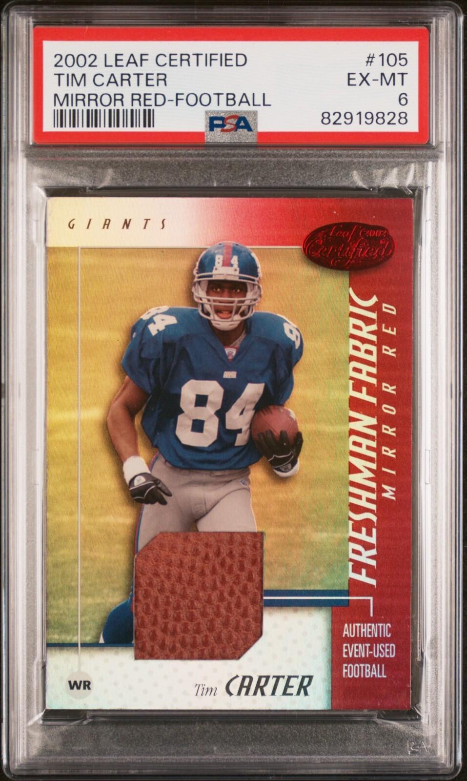 Tim Carter Leaf Certified #105 Mirror Red-Football