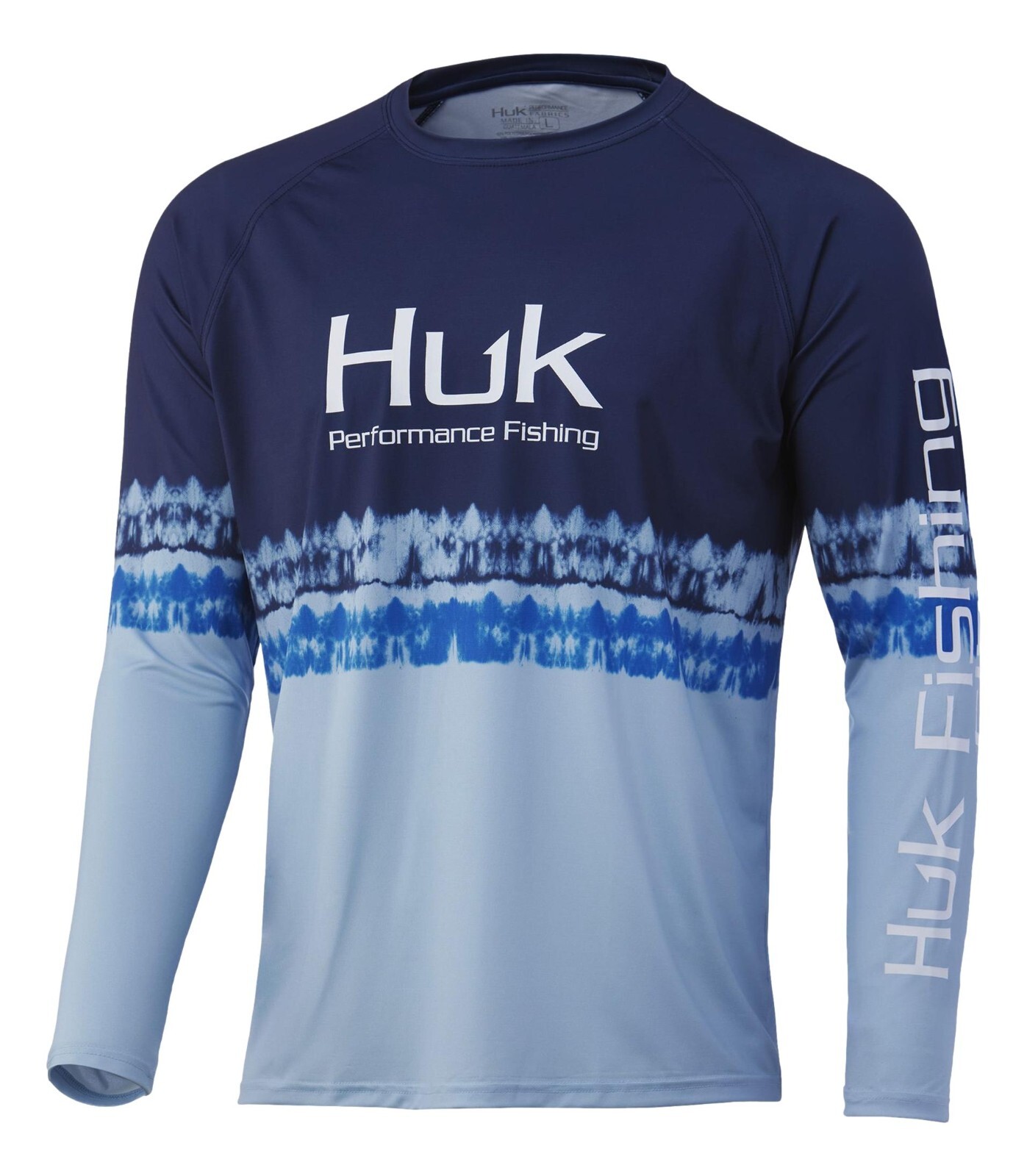 Мужская рубашка с длинным рукавом HUK Salt Stripe Pursuit UPF 30+ (темно-синий цвет океана)